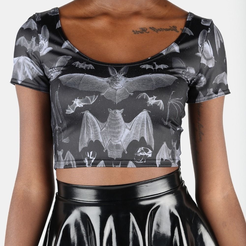 Blackmilk Gone Batty Cap Sleeve Crop Top